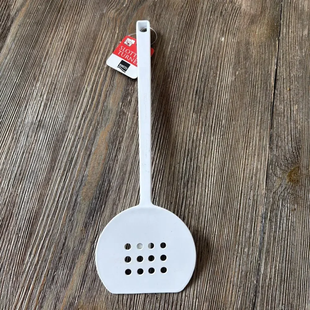 Ekco white 34108 slotted holes round serving spatula flipper vintage metal NWT